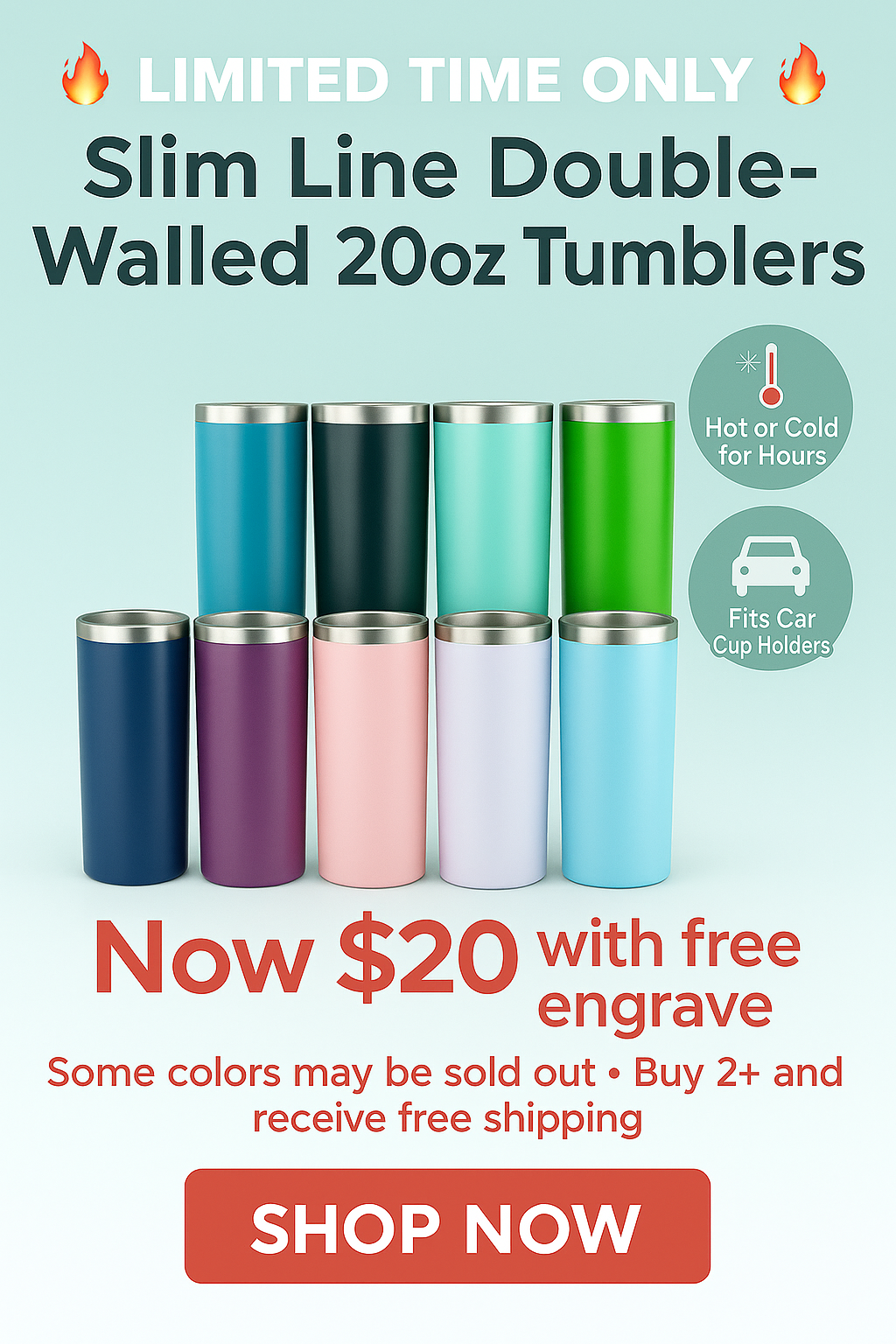 Slim Line Double-Walled 20oz Tumbler